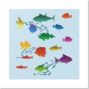 Colorful Group of Fish Underwater Posters and Art